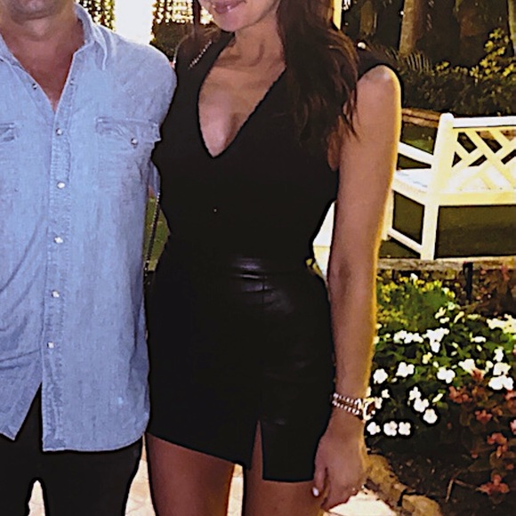 Free People black fuzzy plunging V top - Picture 3 of 4